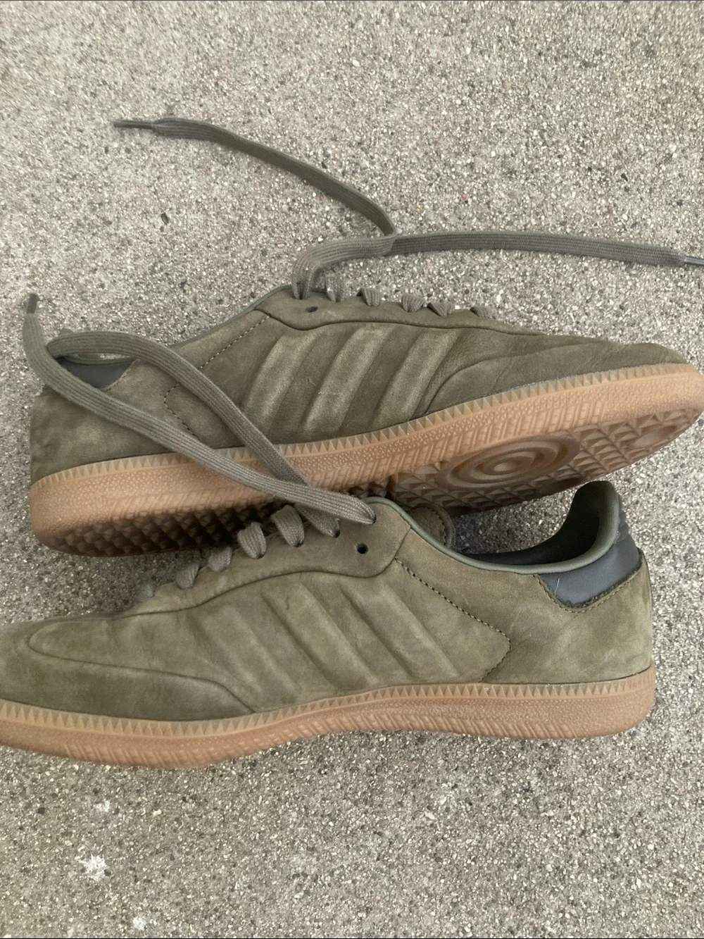 Adidas Samba Strata Olive Suede Sneakers with Gum Sole men’s 6.5/ women’s 8